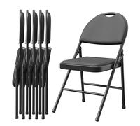 GarveeMore Pack De 6 Sillas Plegables Acolchadas con Asiento y Respaldo Tapizado En PU, Estructura Metálica, Patas Antideslizantes, Apilables y Portátiles para Cocina, Comedor, Oficina o Eventos