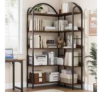 GarveeMore PB Estantería de Esquina de Hierro y Madera Arqueada - Estantería para Libros, Mueble de Almacenaje, Mueble Auxiliar, Librería Estantería, Estanterías para Salón