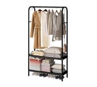 GarveeMore - Perchero con barra de ropa y estante de 2 capas, para dormitorio, perchero, lavadero, 80 x 33 x 172 cm