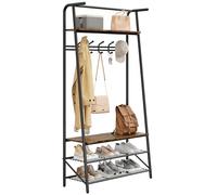 GarveeMore Perchero Con Zapatero Mueble Recibidor,5 Ganchos Extraíbles, Estructura Metálica Para Entrada, Puerta Principal y Vestíbulo, Dimensiones 80 * 31 * 181CM