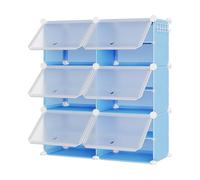 GarveeMore Perchero Zapatero Recibidor, Armario de Zapatos Modular con Perchero Lateral y Puertas Transparentes, Almacenamiento Amplio para Entrada, 85×34×94 cm, Azul