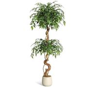 GarveeMore Plantas Artificials Decorativas Ficus 150cm, Tronco Curvo Elegante, Hiperrealista Arbol Artificial Interior para Interior, Hogar, Oficina, Casa, Dormitorio, Verde Natural