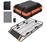 GarveeMore Portaequipajes Coche Techo, Cesta de Acero con Bolsa Impermeable Resistente a UV 595L Cerradura, Universal para SUV, Sedán, Viajes y Camping Negro1
