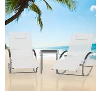 GarveeMore Relájate al Aire Libre con Estilo - Juego de 3 sillas reclinables con 2 Chaise Lounge y Mesa Auxiliar - Tela Transpirable de Secado rápido, Estructura de Acero Piscina,