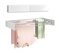 GarveeMore - Secador de Ropa de Pared, 80 cm, tendedero retráctil de Aluminio, 5 Postes de Aluminio, Resistente, Espacio eficiente, Plegable, para Interior y Exterior, Colgar Ropa, Color Blanco