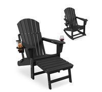 GarveeMore Silla plegable Adirondack con reposapiés y 2 soportes para bebidas, silla de salón de jardín, silla de jardín de HDPE, resistente a la intemperie, para jardín, terraza y balcón, capacidad