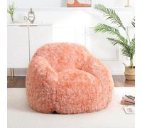 GarveeMore Sillón de Peluche con Reposabrazos, Sillón de Bolsa de Frijoles Suave y Cómodo para Sala de Estar, Dormitorio y Sala de Juegos, 94×94×63,5 cm, Naranja