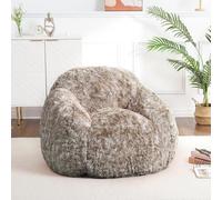 GarveeMore Sillón de Peluche con Reposabrazos, Sillón de Bolsa de Frijoles Suave y Cómodo para Sala de Estar, Dormitorio y Sala de Juegos, 94×94×63,5 cm, Marrón Café
