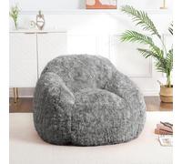 GarveeMore Sillón de Peluche con Reposabrazos, Sillón de Bolsa de Frijoles Suave y Cómodo para Sala de Estar, Dormitorio y Sala de Juegos, 94×94×63,5 cm, Negro