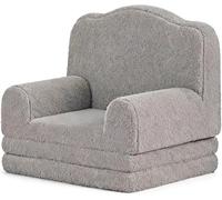 GarveeMore Sillón Infantil Convertible con Diseño De Corona - Sherpa Suave y Funda Lavable - Silla Cómoda y Cama Plegable para Niños y Niñas