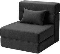 GarveeMore Sofá Cama Plegable 4 En 1 - Loveseat Convertible con Colchón De Espuma Viscoelástica y Cojín - Tapizado En Pana Gris Oscuro - Ideal para Salón, Dormitorio