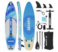 GarveeMore Tabla de Paddle Surf Inflable 323×81×15 cm - Gran Capacidad 204 kg, Antideslizante y Estable - Incluye Mochila, remos, Bomba de Aire y Soporte para cámara - Ideal para Familia y