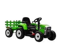 GarveeMore Tractor eléctrico Infantil 12V con Remolque - Mando a Distancia, 2 Modos de conducción - 3 velocidades, Luces LED, inalámbrico, MP3/USB, Arranque Suave - Desde 3 años - Color Verde