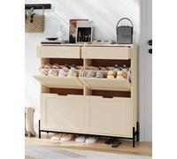 GarveeMore Zapatero con 4 solapas, zapatero estrecho con 2 cajones, zapatero independiente, zapatero con divisores ajustables y extraíbles, zapatero para entrada, salón, pasillo