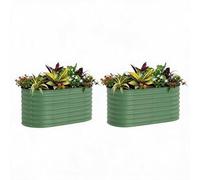 GarveeTech Cama de Jardín Elevada, Acero 0,6mm, 120x60x60cm Verde Anticorte
