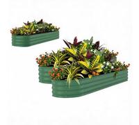 GarveeTech Cama de Jardín Elevada, Acero 0,6mm, 240x60x45cm Verde Anticorte