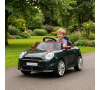GarveeTech Coche eléctrico con Licencia de 12 V para niños, con Mando a Distancia, Luces LED, música, claxon, USB, Puertas Dobles, cinturón de Seguridad, 3 km/h, a Partir de 3 años, Color Negro
