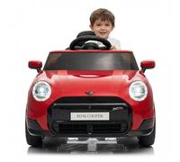 GarveeTech Coche eléctrico con Licencia para niños de 12 V, con Mando a Distancia, Luces LED, música, claxon, USB, Puertas Dobles, cinturón de Seguridad, 3 km/h, a Partir de 3 años, Color Rojo