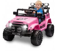 GarveeTech Coche eléctrico infantil de 12 V con mando a distancia, 3 velocidades, música, luces LED, claxon, inalámbrico, ruedas anchas, sistema antivibración, adecuado para niños de 3 a 5 años, color