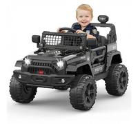 GarveeTech Coche eléctrico para niños de 12 V con Mando a Distancia, suspensión LED, conexión inalámbrica, 2 velocidades, eléctrico para niños y niñas de 3 a 8 años, Color Negro