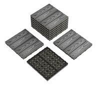GarveeTech Decoración y Protección - Baldosas WPC 30x30cm, Impermeables y Entrelazadas - Suelo Exterior Modular para Jardín, Balcón y Patio - Montaje Sencillo DIY - Color Gris -9PCS/set
