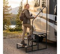 GarveeTech Escalera de 3 niveles con pasamanos, ayuda segura para caravanas y remolques, con capacidad de carga de 200 kg, peldaños antideslizantes para personas mayores y mascotas