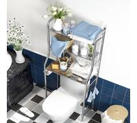 GarveeTech Estantería para inodoro con estantes abiertos, de acero inoxidable, color plateado, fácil montaje, para baño, inodoro y lavandería