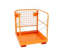 GarveeTech Jaula de seguridad para carretilla elevadora, 36 x 36 pulgadas, cesta de acero resistente, capacidad de 1200 libras, plataforma de trabajo plegable con barandilla de doble cadena, perfecta