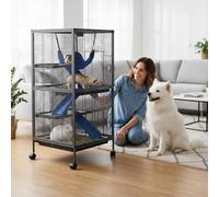 GarveeTech Jaula para roedores pequeños - Rampa Desmontable, Escalera y casita incluida - Recinto Seguro y cómodo - Ideal para hámster, cobayas, Conejos, Hurones y Chinchillas - Color: A6