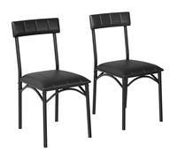 GarveeTech Juego de 2 Sillas de Comedor Acolinadas, Sillas Auxiliares con Marco de Metal Resistente, Estilo Moderno para Comedor, Cocina y Salón, Color Negro, 45×43×84 cm