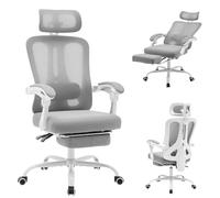 GarveeTech Silla ergonómica para Videojuegos, Soporte Lumbar Ajustable, Respaldo de Malla Transpirable, reposapiés Extensible y reposacabezas, Alta Capacidad de Carga, para Oficina en casa, Juegos y