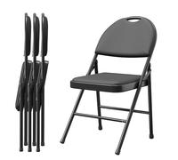 GarveeTech Silla Plegable Respaldo Alto PU, 4 Uds, Para Salón, Negra