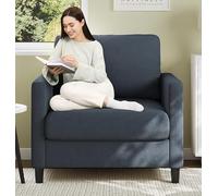 GarveeTech Sofá de 1 plaza, sofá tapizado con reposabrazos y cojín, sillón de lectura moderno con patas de madera, sofá de salón para salón, dormitorio, oficina - B