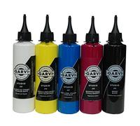 GARVI PACK ACRILICO 200 ml. Set de pintura acrílica colores basicos acrílicos 5 tubos de 200 ml: Blanco de Titanio, Amarillo Limon, Azul Cyan, Magenta, Negro.