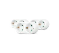 Garza - Adaptador Doble Frontal Con 2 Tomas Schuko Y Protección Infantil En Color Blanco
