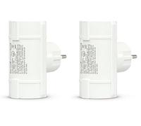 Garza - Adaptador Doble Lateral (2 Tomas Schuko) | Ladrón Doble de enchufes con Toma de Tierra | Protección Infantil | Blanco (Paquete de 2)