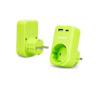 Garza - Adaptador Enchufe 3 en 1 con 1 Toma Schuko + 1 USB-A QC3.0 + 1 USB-C PD20W, Carga Rápida 20W, Protección Infantil, 3680W, Portátil y Seguro - Rosa