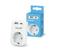 Garza - Adaptador Enchufe 3 en 1 con 1 Toma Schuko + 1 USB-A QC3.0 + 1 USB-C PD20W, Carga Rápida 20W, Protección Infantil, 3680W, Portátil y Seguro - Blanco