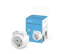 Garza - Adaptador enchufe con 1 Toma Schuko + 2 Puertos USB + 1 Puerto USB C, Protección infantil, Blanco