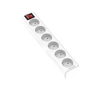 Garza - Base Múltiple con interruptor sin cable, 6 Tomas, protección infantil, Blanco