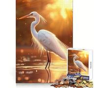 Garza Blanca al Atardecer Rompecabezas de 1000 Piezas para Adultos Claridad Mental, relajación y diversión Bordes Finos (38x26cm)