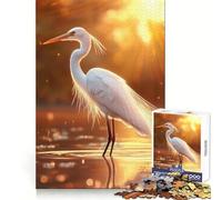 Garza Blanca al Atardecer Rompecabezas de 1000 Piezas para Adultos Estimula la Mente, Alivia el estrés y es Divertido Bordes precisos Un Regalo Encantador (38x52cm)