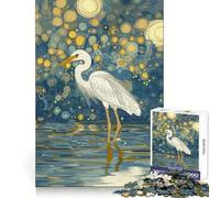 Garza Blanca bajo la Noche Estrellada, Rompecabezas de 1000 Piezas para Adolescentes Pensamiento Claro, interacción Suave, Encaje Firme, Bonito Regalo (50x75cm)