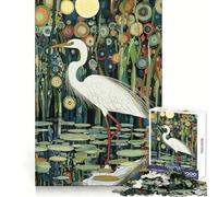 Garza Blanca en Bosque Estrellado Rompecabezas para Adolescentes de 1000 Piezas Capacidad de concentración Ideal para Relajarse Un Regalo Memorable (38x26cm)