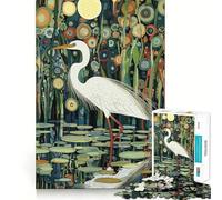 Garza Blanca en el Bosque Estrellado Rompecabezas para Adultos 1000 Piezas Juego Think Boost Estructura de Encaje precisa Fácil de Aprender Diversión para Toda la Familia (50x75cm)