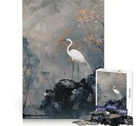 Garza Blanca en Paisaje brumoso Rompecabezas de 1000 Piezas Claridad Mental Suave distracción Bordes precisos Regalo significativo (50x75cm)