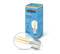 Garza - Bombilla Filamento LED Esférica P45, Regulable, CRI90, 6W (equivalente a 60W de incandescencia), Luz cálida 2700K, Casquillo gordo E27, Ángulo 360º, 810 lm