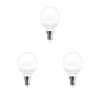 Garza ® - Bombilla Led Esférica, Luz cálida 3000K, Casquillo E14, 6W 470 lúmenes (Paquete de 3)