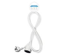 Garza - Cable alargador de corriente doméstico de 2 metros, blanco, con toma de tierra hasta 16 Amperios (3680W)