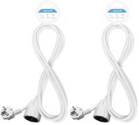 Garza - Cable alargador de Corriente doméstico de 2 Metros, Blanco, con Toma de Tierra hasta 16 Amperios (3680W) (Paquete de 2)